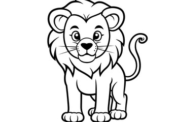 Fototapeta premium A cute lion, coloring page.