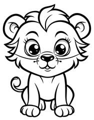 A cute lion, coloring page.