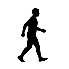 Silhouette of a man walking with natural motion. Vector illustration suitable for movement concepts, physical activity, or pedestrian-related designs