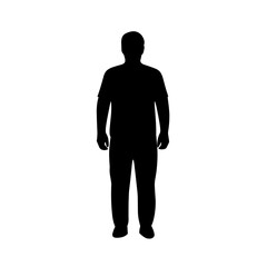 Silhouette of a man standing in a neutral position. Simple black vector design, ideal for concept of human figure, profile, or basic posture reference