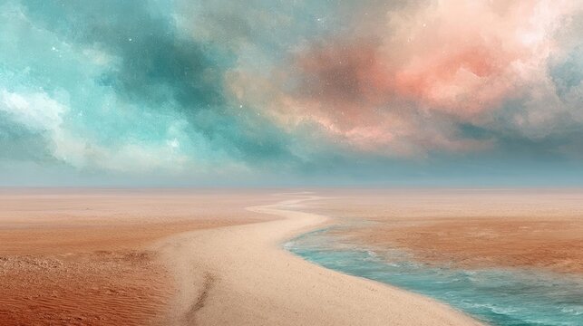 Mental clarity on self recovery and peace balance concept. A tranquil landscape featuring a winding path by the river.