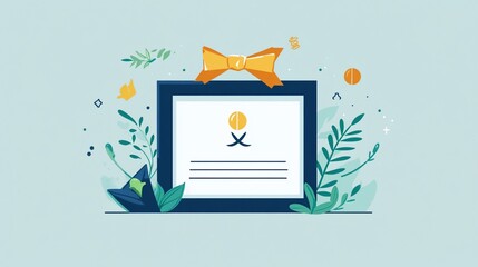Elegant Certificate Design with Bow and Floral Accents for Formal Recognition