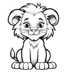 Obraz premium A cute lion is sitting.