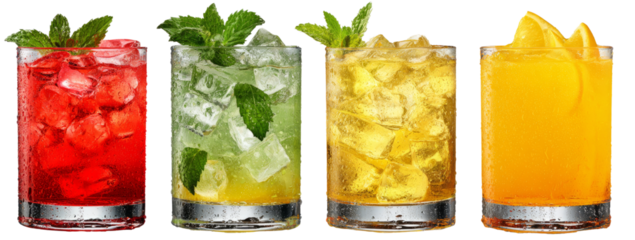 Refreshing drink of four colorful cocktails makes me excited