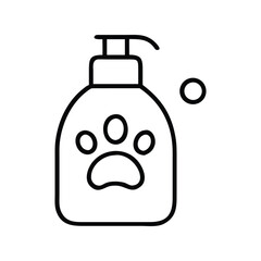 Pet shampoo icon vector. Animal grooming bottle, hygiene product for dogs and cats, pet care, cleaning, and bath symbol

