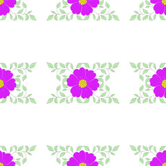 Bright Magenta Bloom Verdant Leaves Purple Pink Green Abstract Floral Flower