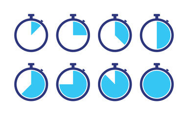 Clock icon collection. Time, stopwatch, isolated signs. Vector elements.
