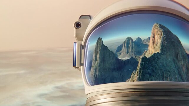 Astronaut helmet space landscape