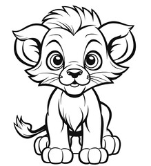 Obraz premium A cute lion is sitting.