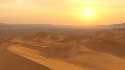 Golden hour over vast desert landscape