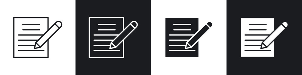 Writing icons in flat and thin stroke style