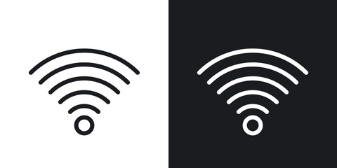 Wifi Signal icons in flat and thin stroke style