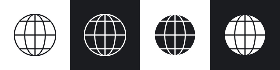 Website icons in flat and thin stroke style