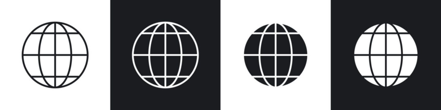 Website icons in flat and thin stroke style