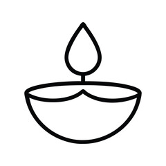 Diwali lamp icon vector. Traditional oil lamp, festival of lights, celebration, and culture symbol

