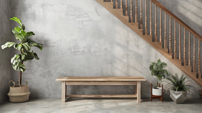 D&eacute;coration int&eacute;rieur Feng Shui, banc en bois