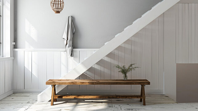 D&eacute;coration int&eacute;rieur Feng Shui, banc en bois