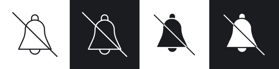 Fototapeta premium Notification off icons in flat and thin stroke style