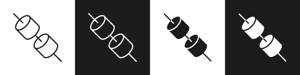 Marshmallow icons in flat and thin stroke style
