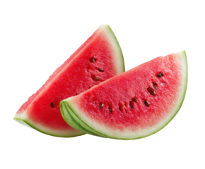 Fresh watermelon slices for summer refreshment and enjoyment on a transparent background, cut out