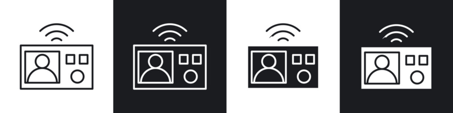 Interphone icons in flat and thin stroke style