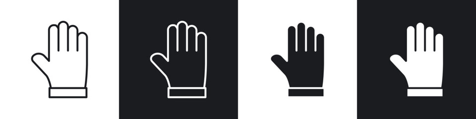 Hand icons in flat and thin stroke style