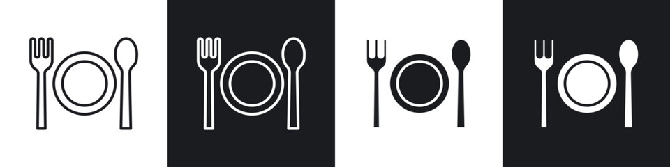 Food icons in flat and thin stroke style