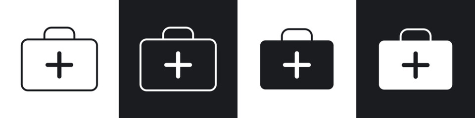 First aid icons in flat and thin stroke style