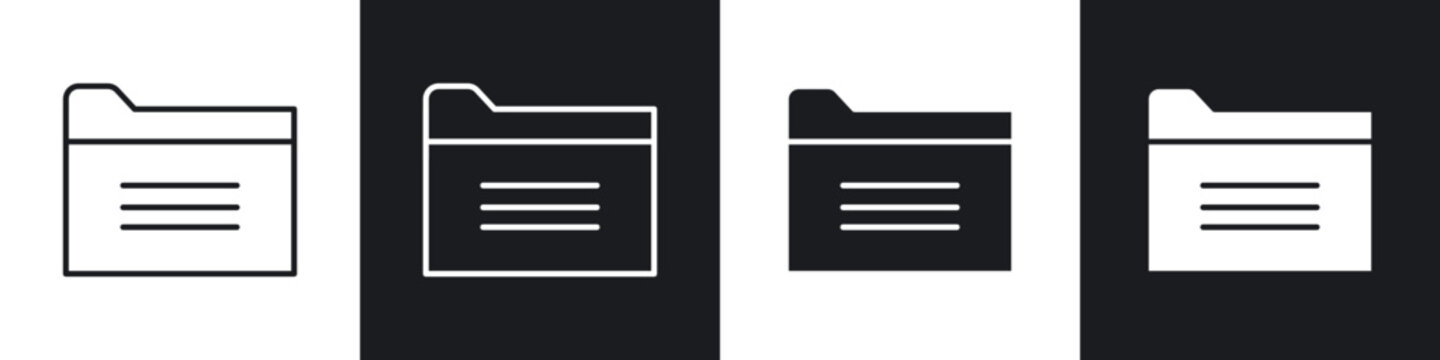 Folder icons in flat and thin stroke style