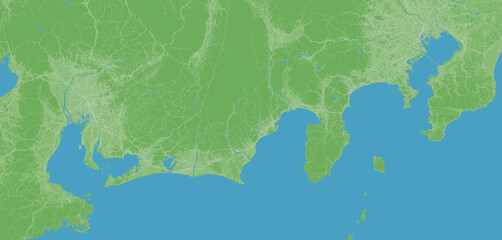 日本の東海地方の衛星写真風イラスト