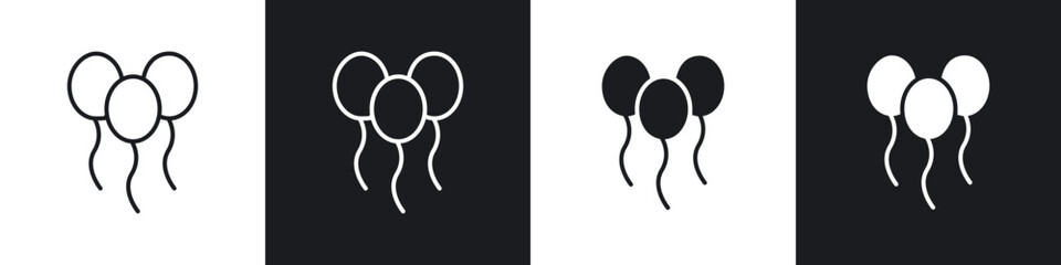 Balloons icons in flat and thin stroke style