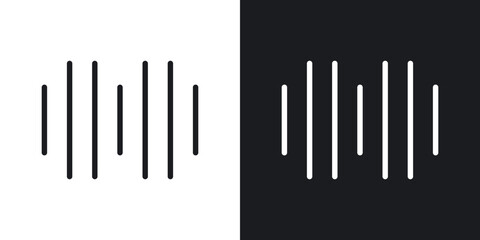 Audio icons in flat and thin stroke style
