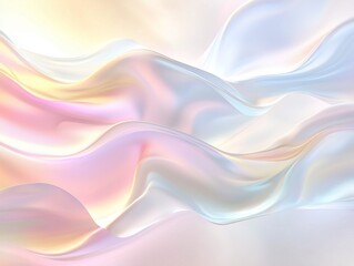 Iridescent Wavy Silk Fabric Background with Fluid Motion and Soft Dreamy Reflections