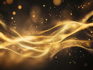 Dynamic Glittering Particle Trails with Bokeh Lights on Dark Abstract Background