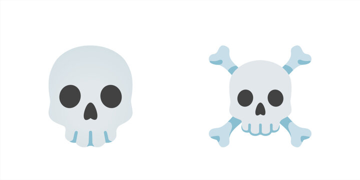 Naklejki Top quality emoticon. Skull face emoji isolated, dead emoticon face emoji. Popular element. Emoji 10 eps.