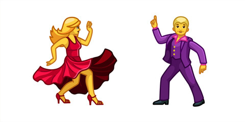 Woman and Man dancing vector emoji Icon.