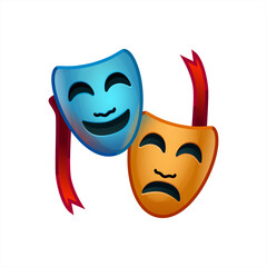 Theater mask emoji vector, 10 eps.