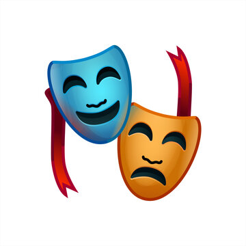Theater mask emoji vector, 10 eps.
