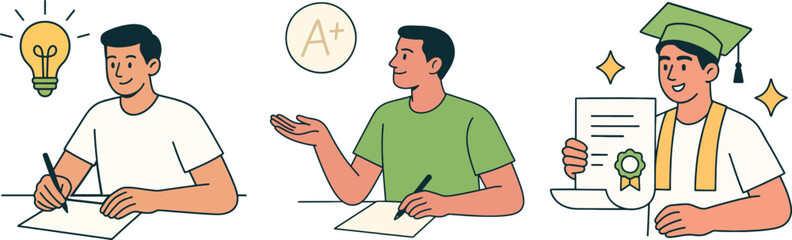 Education Stages Vector Illustration: Student's Academic Journey.