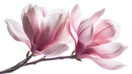 Fototapeta premium Pink Magnolia Bloom on White Background