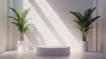 Interior Mockup with Plants and Sun Rays, use this Image for Background or Product Showcase to make your brand more professional