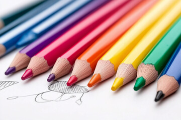 Sketching creativity with hand-drawn art supplies on a desk