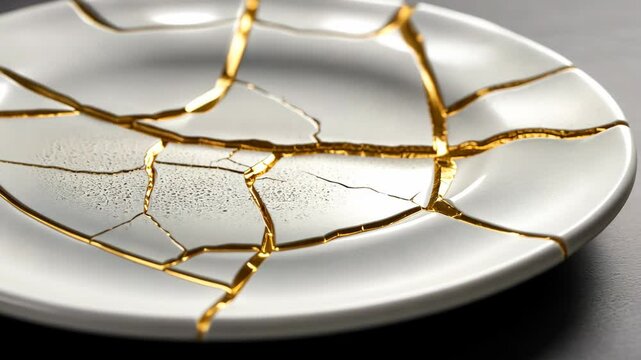 Kintsugi art: golden repair technique unveiling beauty in cracked ceramics