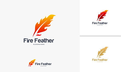 Fire Feather logo designs concept, Writer logo designs template, Feather logo symbol