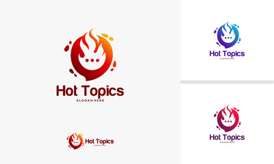 Obraz premium Elegant Hot Topics Logo template, Hot News Logo designs vector, Spirit Discuss logo emblem