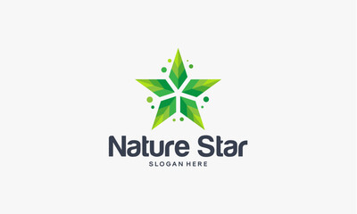 Obraz premium Nature Star logo designs concept, Leaf and Star logo designs template