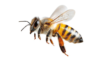 a stunning bee is flying, isolated on transparent background, macro, incredible pollinator