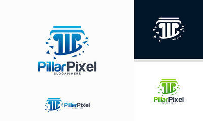 Pillar Pixel logo designs concept vector, Law Firm logo designs template