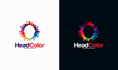 Pixel Head logo concept vector, Robotic Technology Logo template designs vector illustration