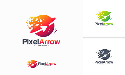 Pixel Arrow logo designs concept vector, Arrow technology logo designs template